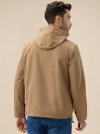 Men's Solid Full Sleeves Detachable Hooded Regular Fit Jacket