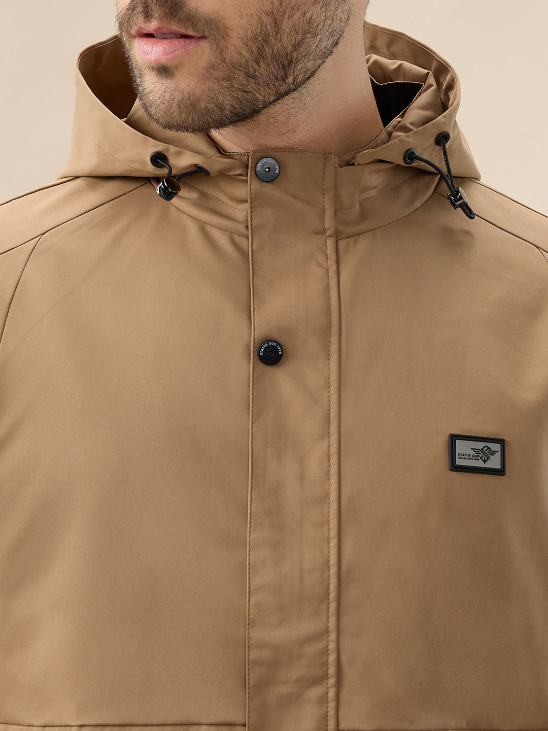 Men's Solid Full Sleeves Detachable Hooded Regular Fit Jacket