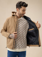 Men's Solid Full Sleeves Detachable Hooded Regular Fit Jacket