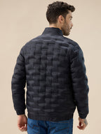 Men's Solid Quilted Mock Collar Full Sleeves Puffer Jacket