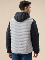 Men's Quilted Colorblock Hooded Regular Fit Full Sleeves Puffer Jacket