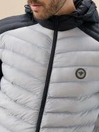 Men's Quilted Colorblock Hooded Regular Fit Full Sleeves Puffer Jacket