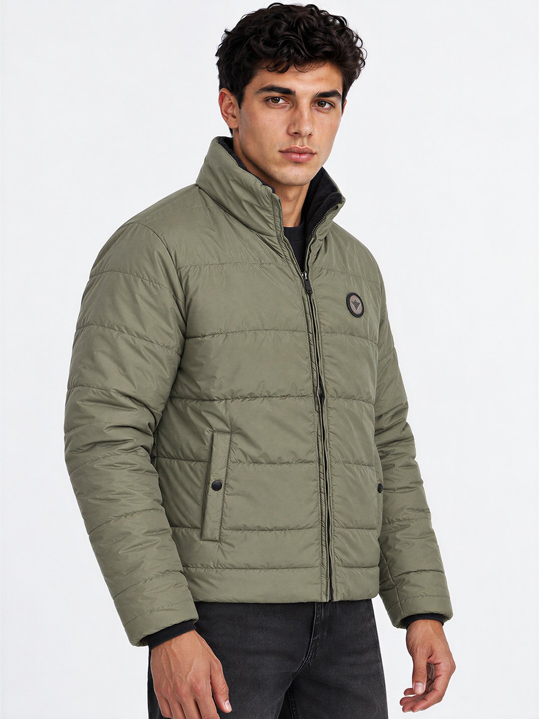 Men's Solid High Neck Full Sleeves Jacket Secondary image
