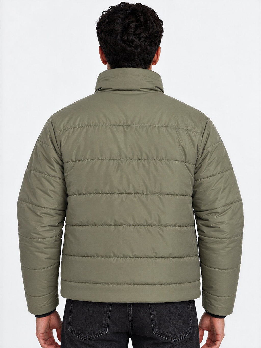 Men's Solid High Neck Full Sleeves Jacket