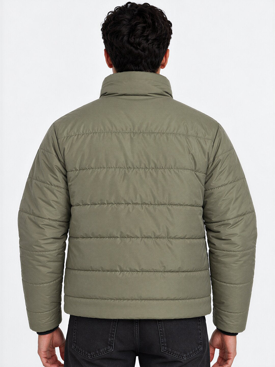 Men's Solid High Neck Full Sleeves Jacket