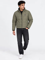 Men's Solid High Neck Full Sleeves Jacket