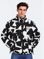 Black and White Abstract Print Puffer Jacket