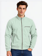Sage Green High-Neck Zip-Up Jacket
