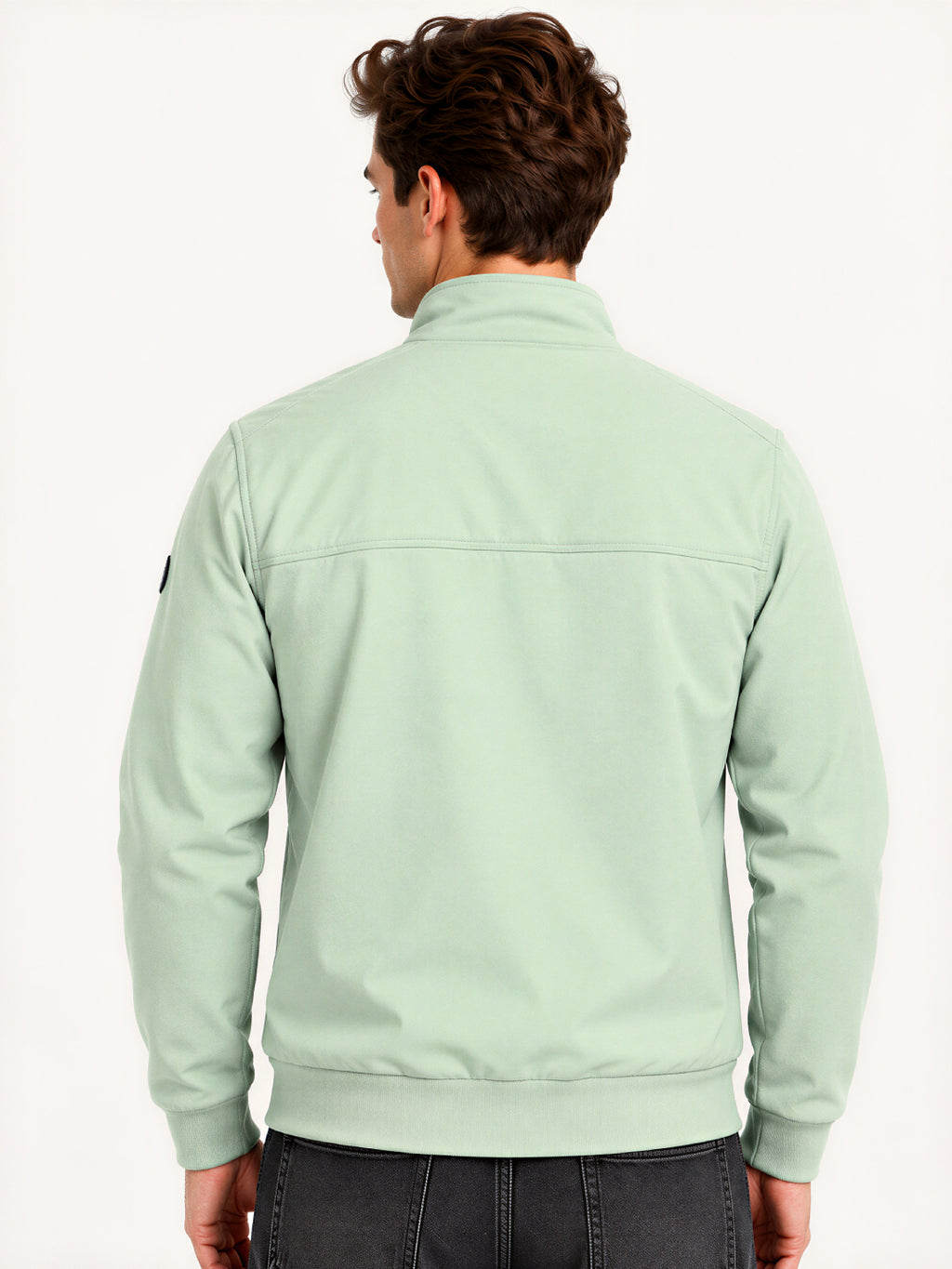 Sage Green High-Neck Zip-Up Jacket