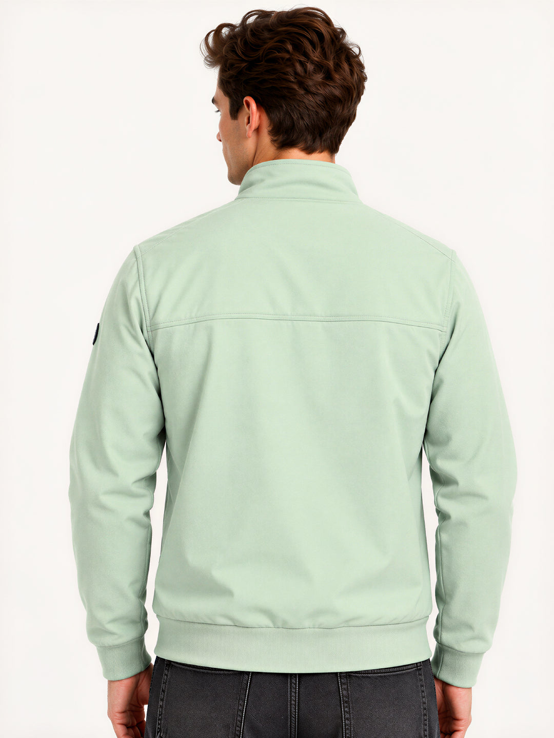 Sage Green High-Neck Zip-Up Jacket