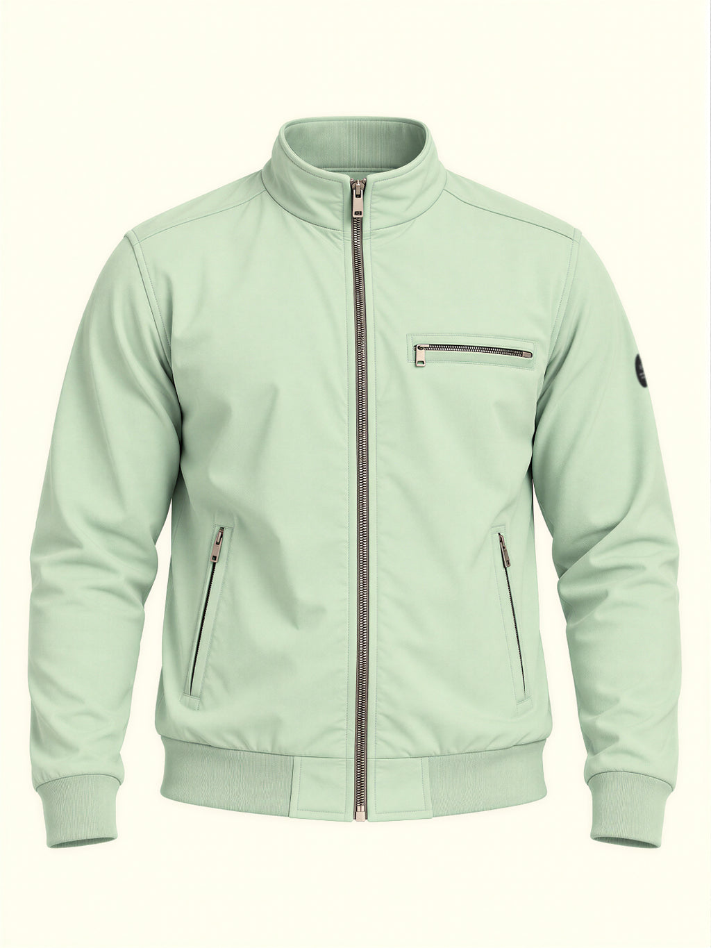 Sage Green High-Neck Zip-Up Jacket