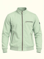 Sage Green High-Neck Zip-Up Jacket