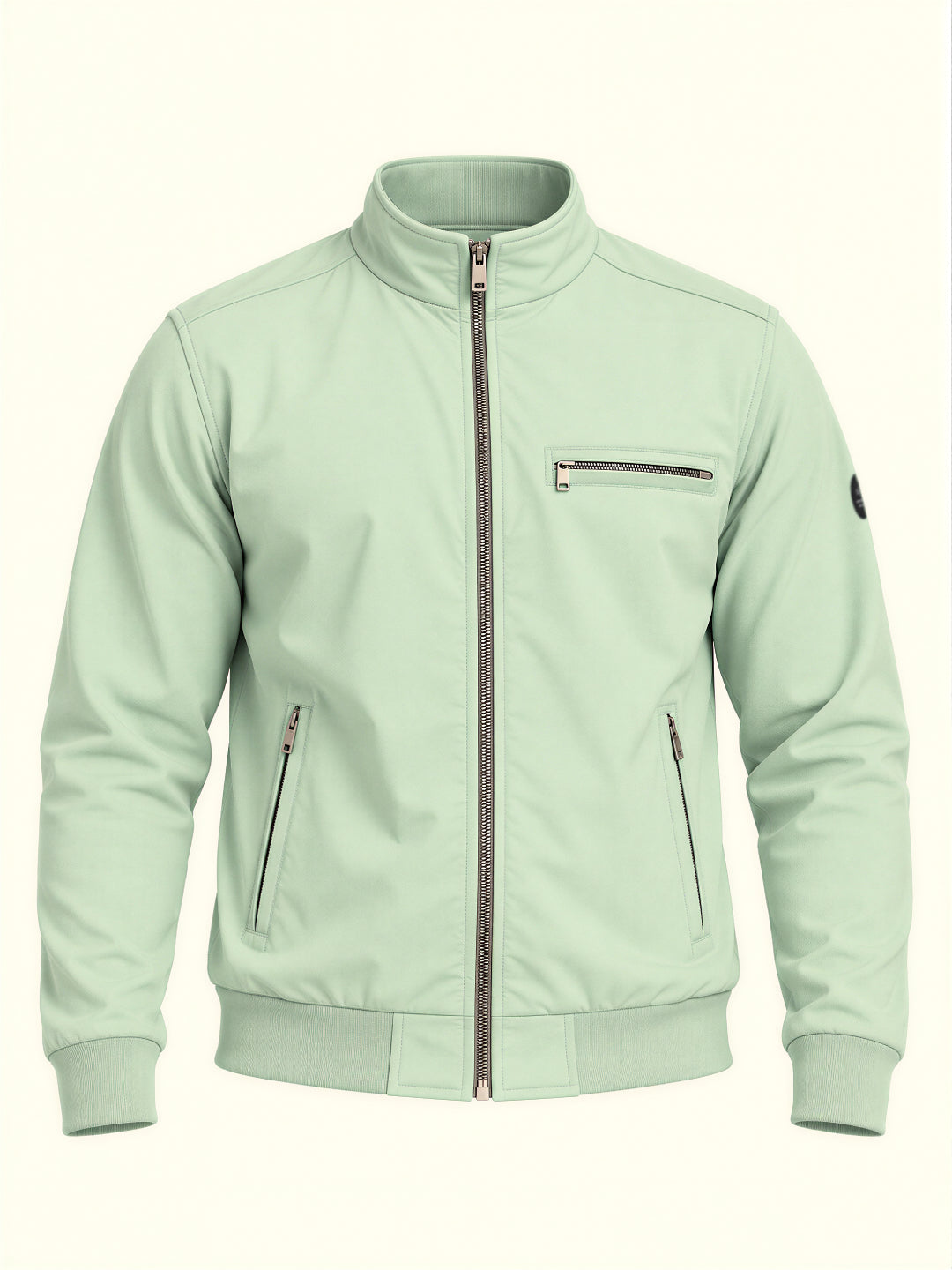 Sage Green High-Neck Zip-Up Jacket