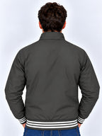Brown Striped Cuff Zip-Up Jacket