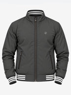 Brown Striped Cuff Zip-Up Jacket