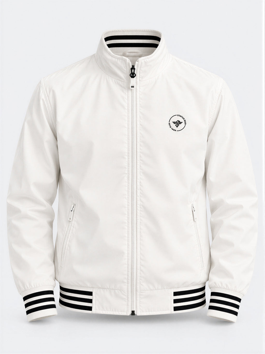 Men’s Solid Stand Collar Full Sleeves Regular Fit Casual Jacket
