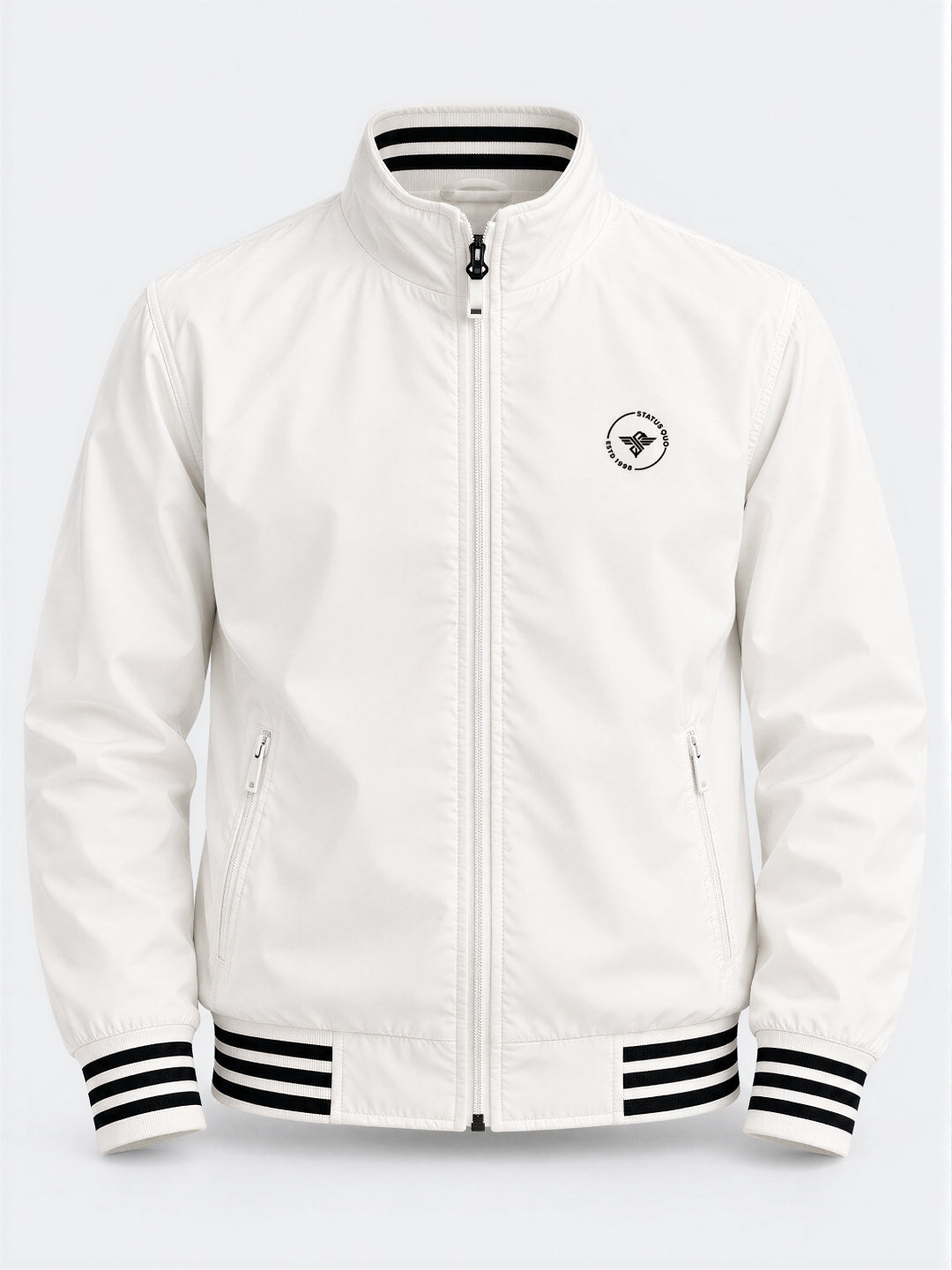 Men’s Solid Stand Collar Full Sleeves Regular Fit Casual Jacket