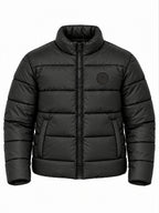 Regular Fit Solid Stand Collar Polyester Jacket