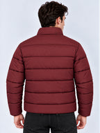 Wine Quilted Puffer Jacket