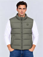 Solid Stand Collar Polyester Sleeveless Regular Fit Jacket