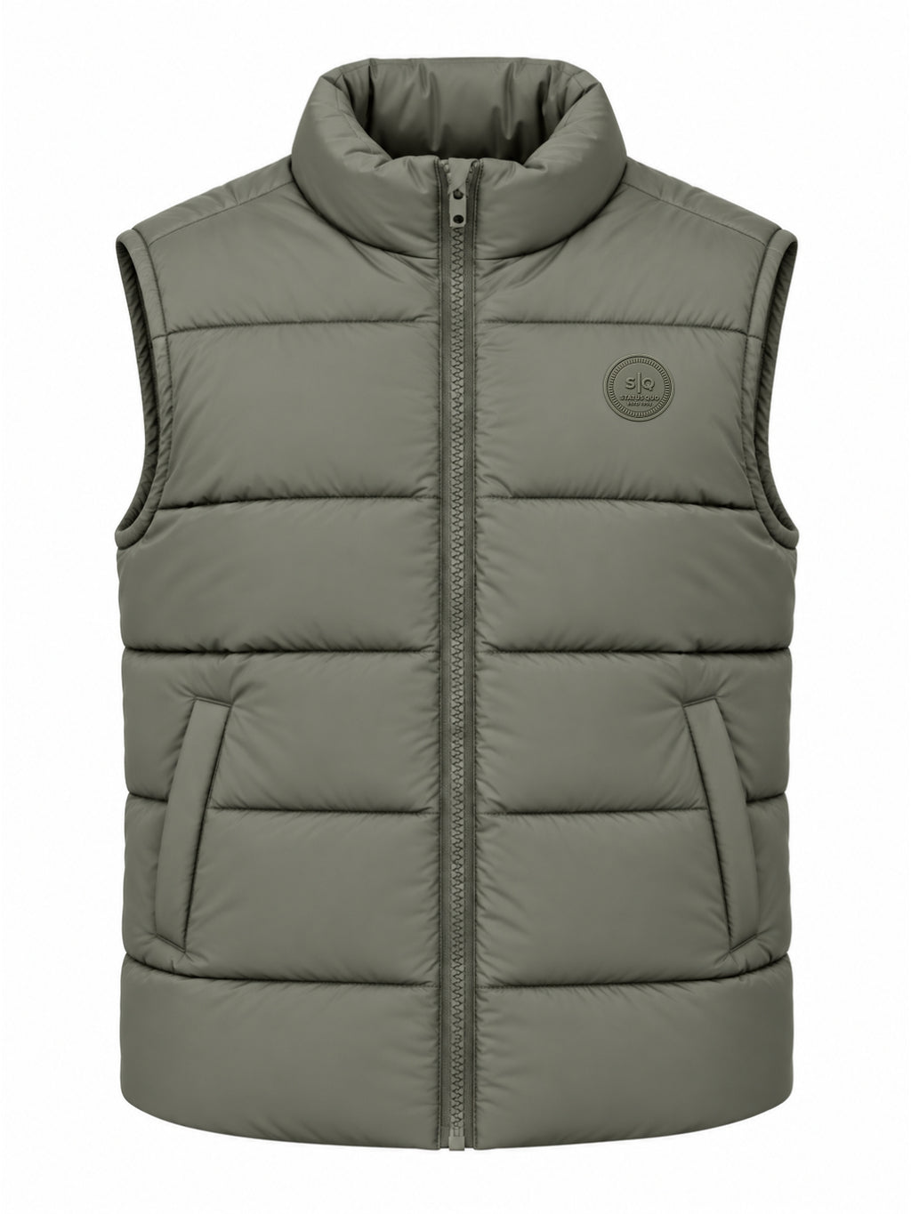 Solid Stand Collar Polyester Sleeveless Regular Fit Jacket