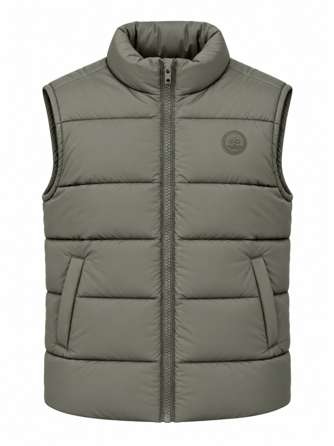 Solid Stand Collar Polyester Sleeveless Regular Fit Jacket