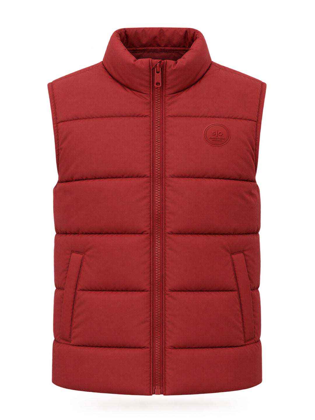 Solid Stand Collar Polyester Sleeveless Regular Fit Jacket