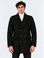 Black Double-Breasted Overcoat