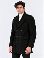 Black Double-Breasted Overcoat