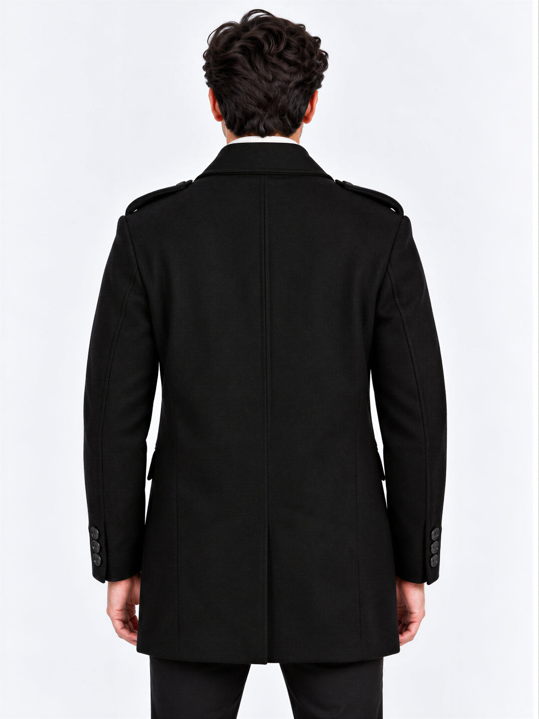 Black Double-Breasted Overcoat