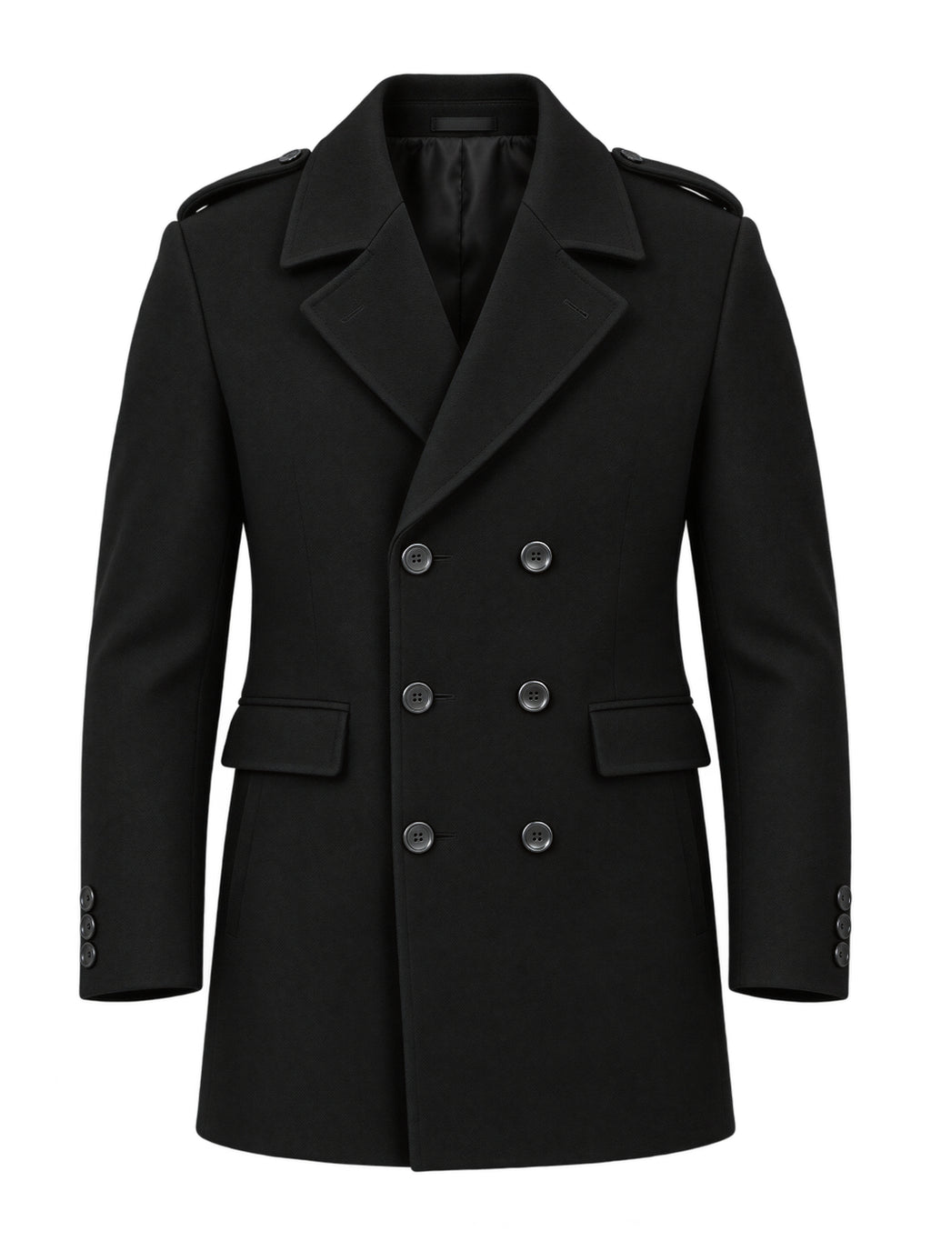 Black Double-Breasted Overcoat