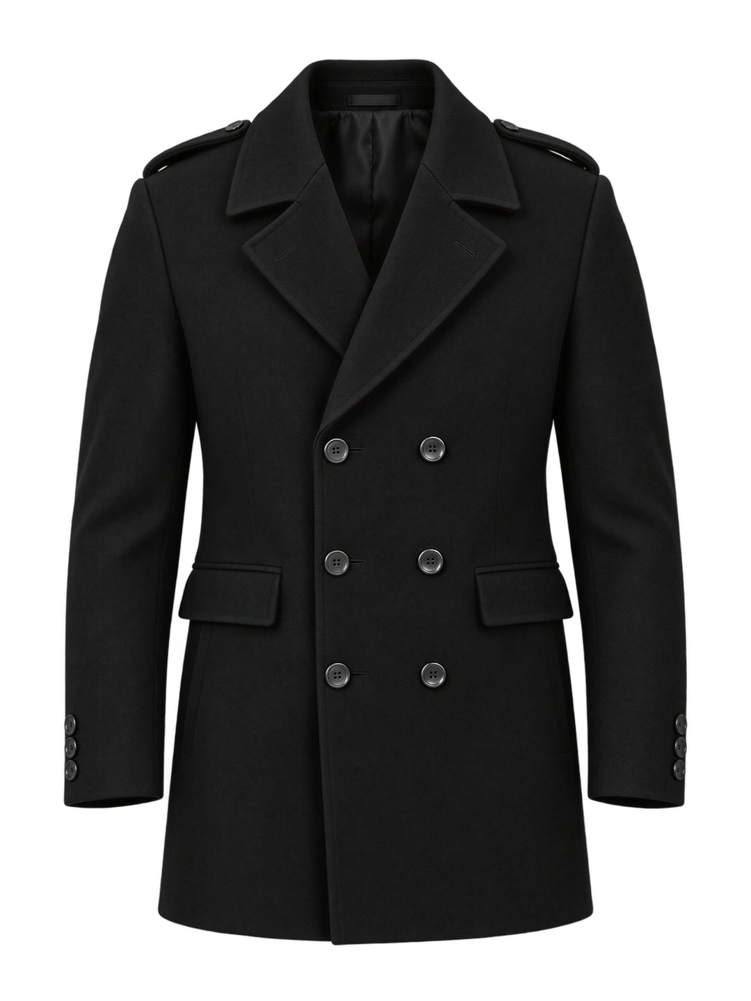 Black Double-Breasted Overcoat