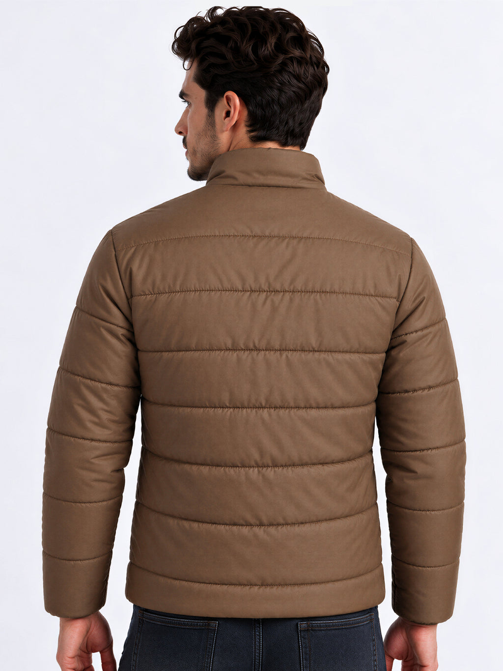 Men's Solid Stand Collar Regular Fit Jacket