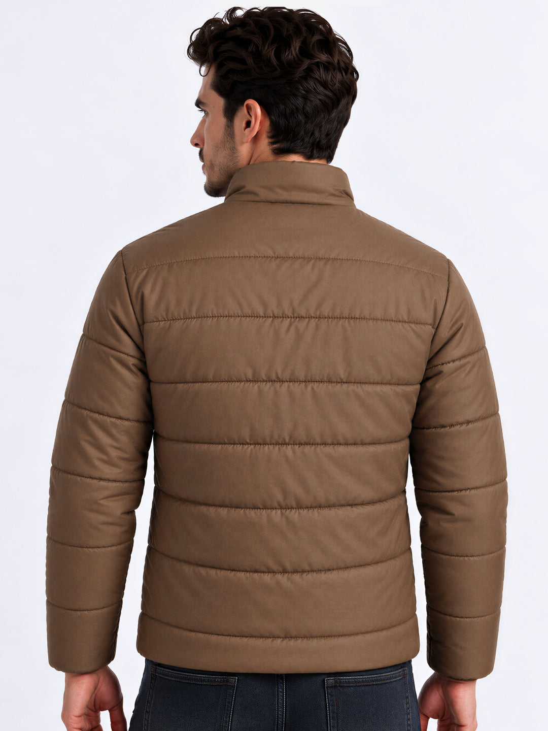 Men's Solid Stand Collar Regular Fit Jacket