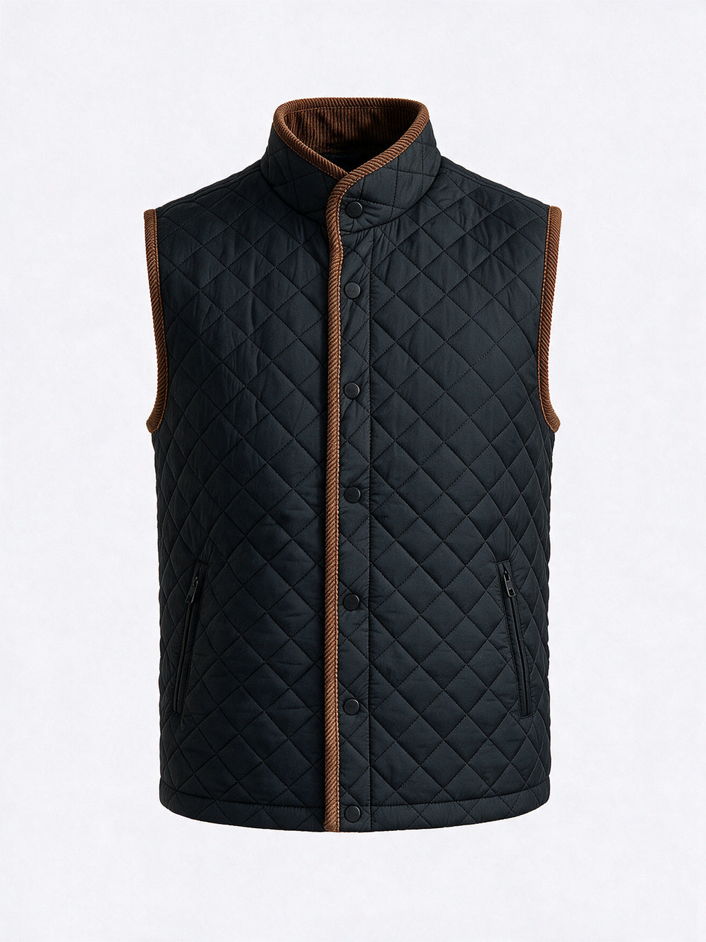 Men's Polyester Stand Collar Sleeveless Regular Fit Jacket