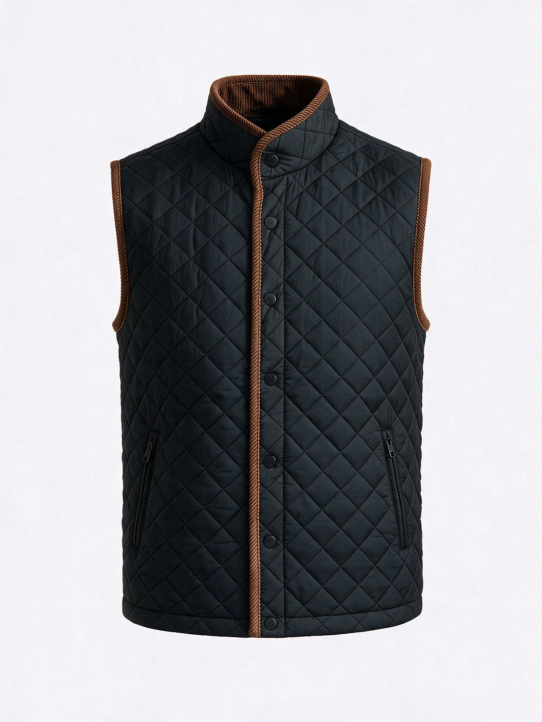 Men's Polyester Stand Collar Sleeveless Regular Fit Jacket