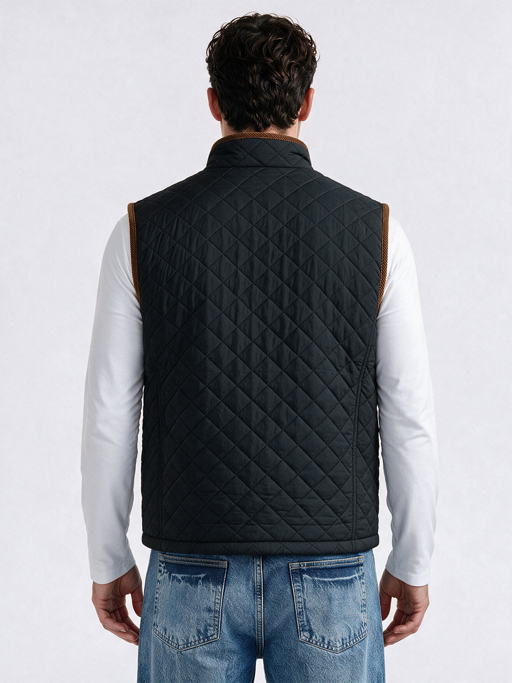 Men's Polyester Stand Collar Sleeveless Regular Fit Jacket