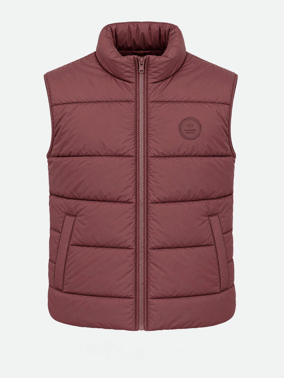 Men's Solid Stand Collar Sleeveless Regular Fit Jacket Secondary image
