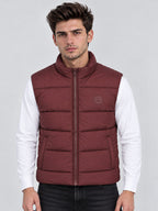 Men's Solid Stand Collar Sleeveless Regular Fit Jacket