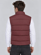 Men's Solid Stand Collar Sleeveless Regular Fit Jacket