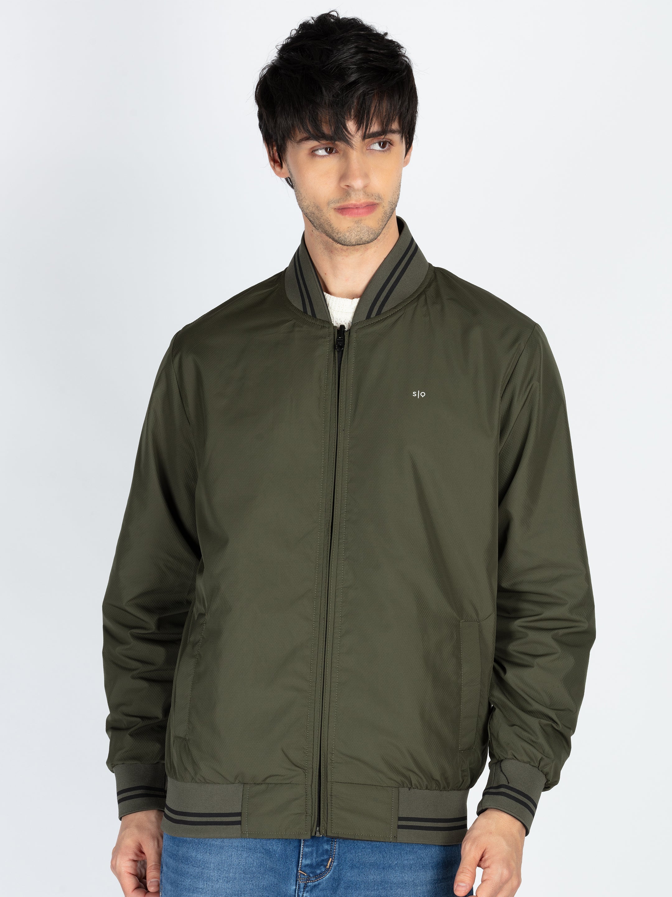 Mens Solid Reversible High Neck Jacket