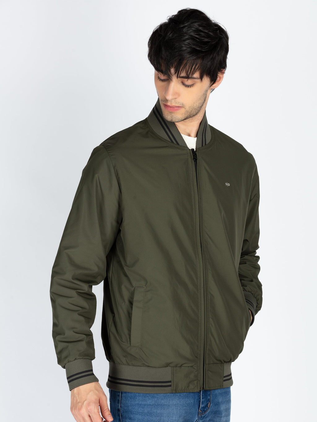 Mens Solid Reversible High Neck Jacket