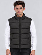 Men's Solid Stand Collar Sleeveless Regular Fit Jacket