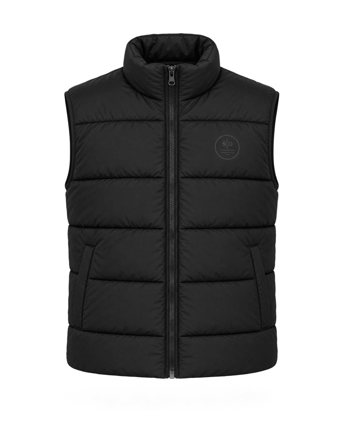 Men's Solid Stand Collar Sleeveless Regular Fit Jacket