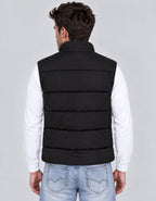 Men's Solid Stand Collar Sleeveless Regular Fit Jacket
