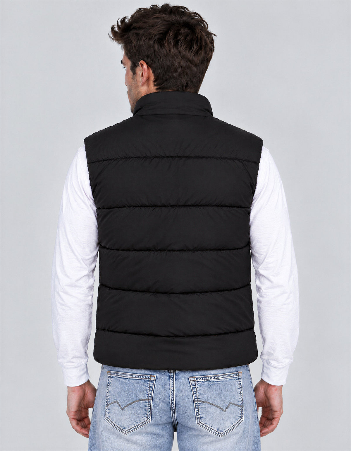 Men's Solid Stand Collar Sleeveless Regular Fit Jacket