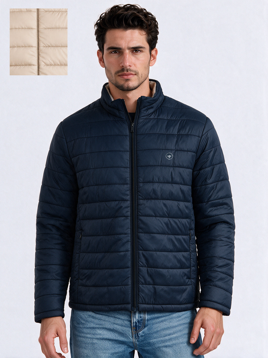 Navy Stone Reversible Puffer Jacket