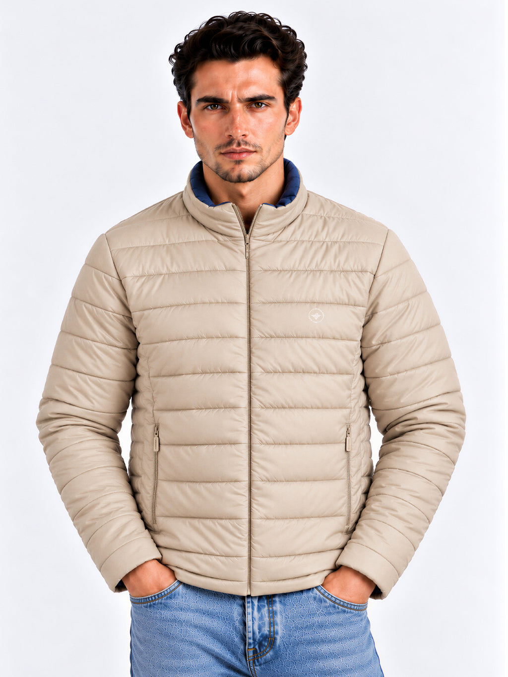 Navy Stone Reversible Puffer Jacket