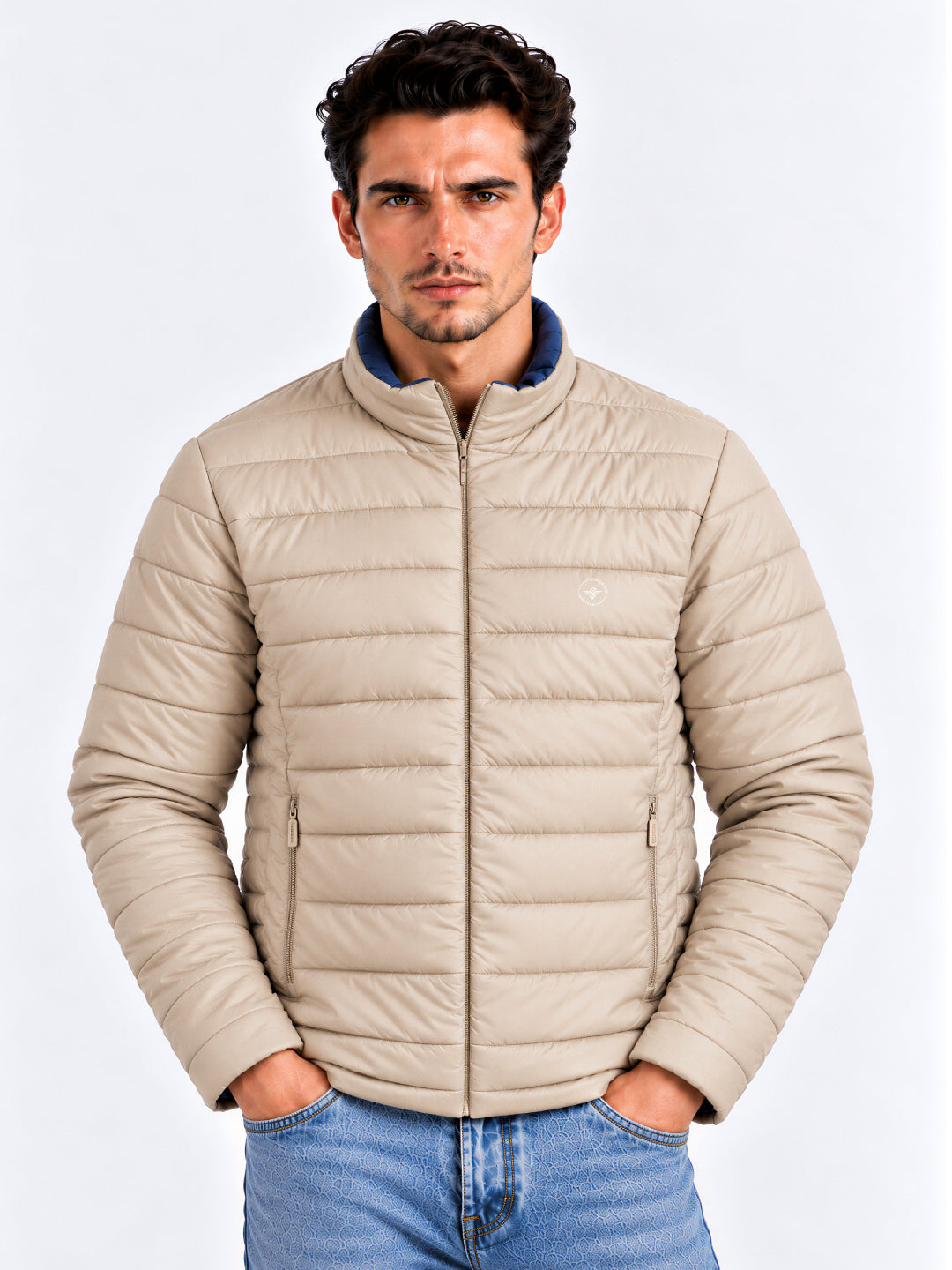 Navy Stone Reversible Puffer Jacket
