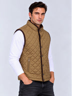 Men's Polyester Stand Collar Sleeveless Regular Fit Jacket